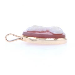 Vintage Carved Hardstone Agate Cameo Pendant 10k Yellow Gold Silhouette