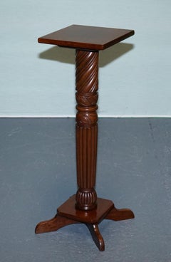 VINTAGE CARVED HARDWOOD BARLEY TWIST PEDESTAL STAND DiSPLAY PLANT STAND
