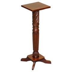 VINTAGE CARVED HARDWOOD BARLEY TWIST PEDESTAL STAND DiSPLAY PLANT STAND