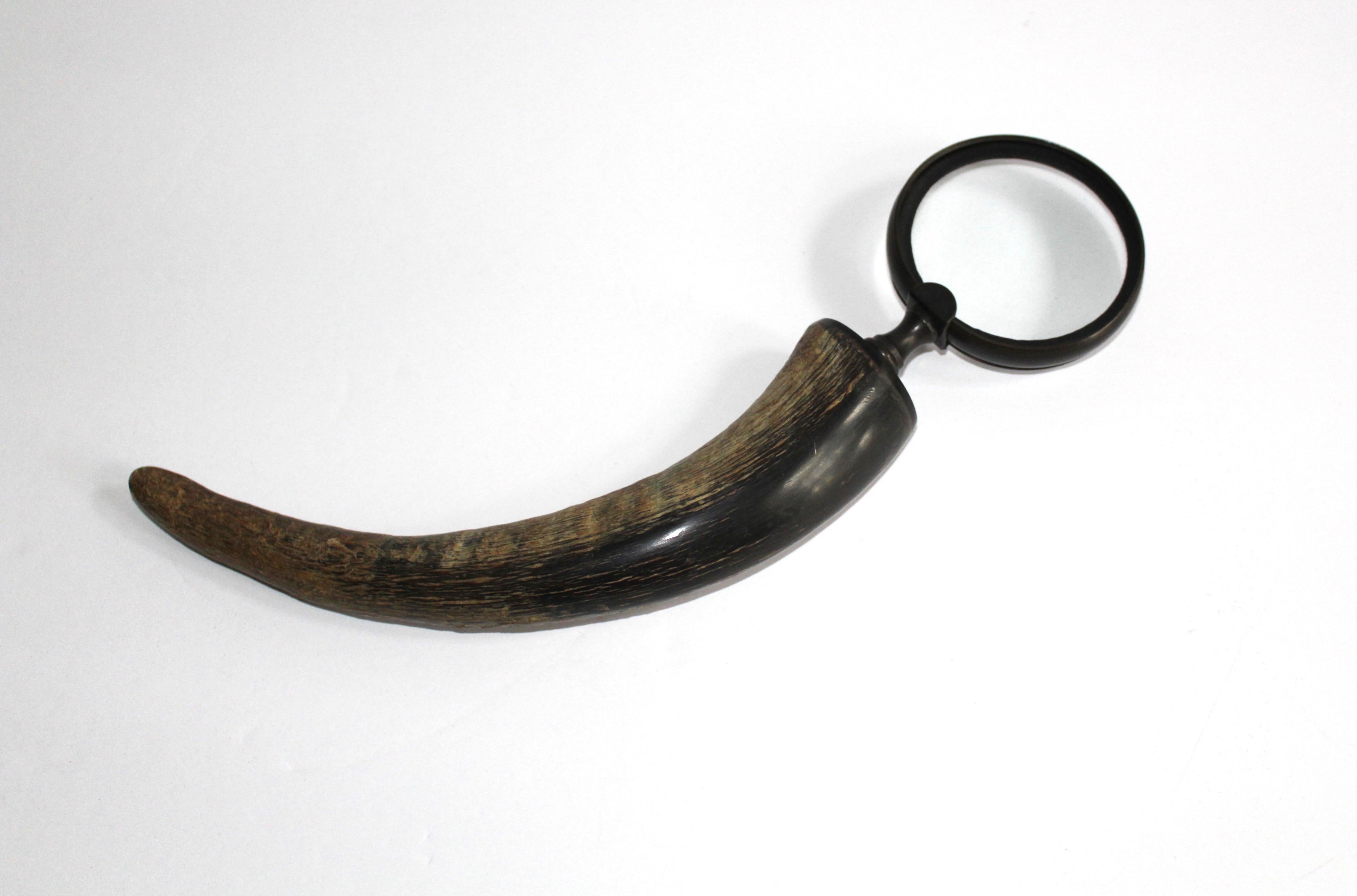 Rustic Vintage Carved Horn Magnifying Glass