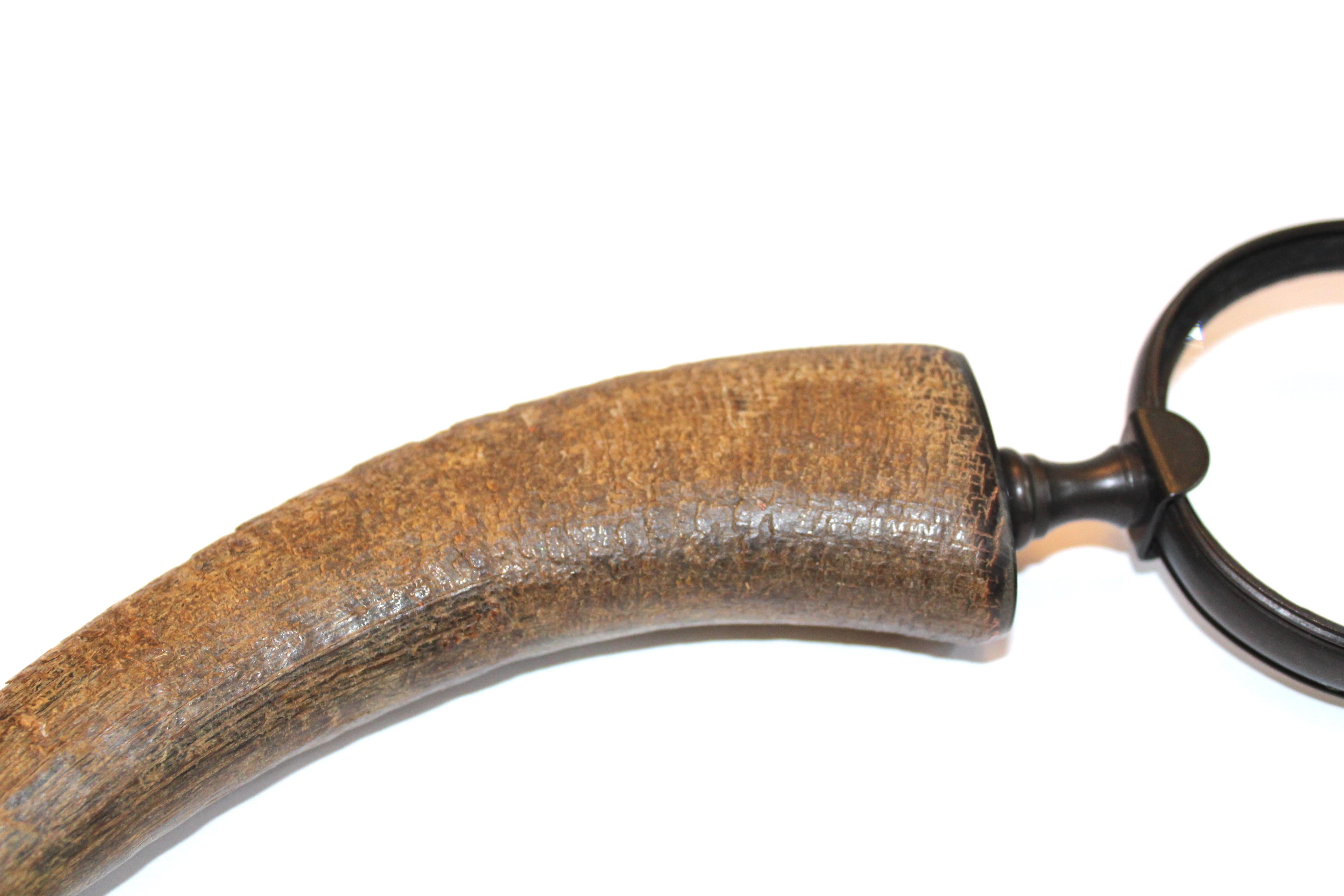 Vintage Carved Horn Magnifying Glass 1