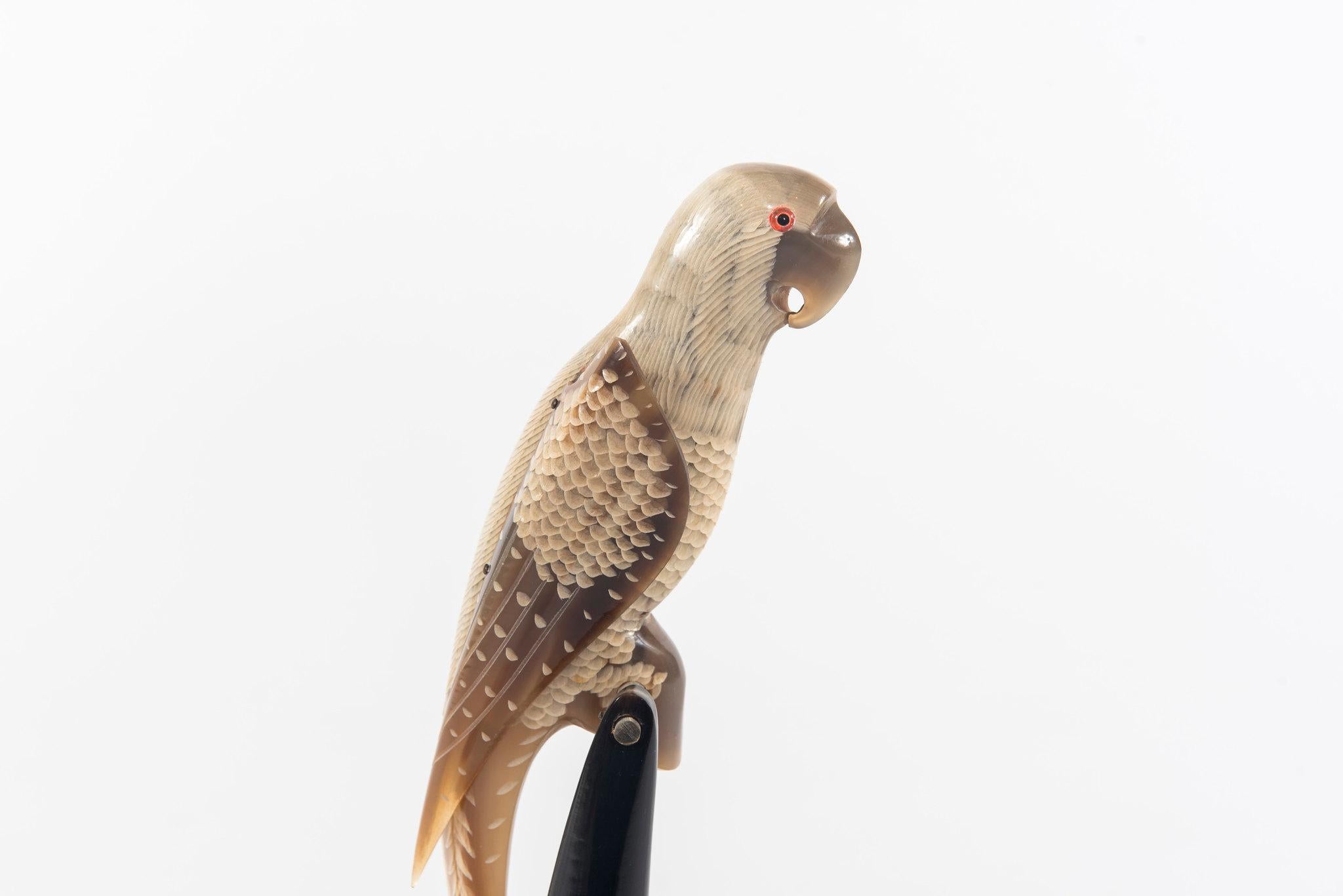 Philippine Vintage Carved Horn Parrot