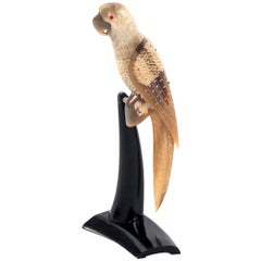 Vintage Carved Horn Parrot