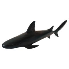 Vintage Carved Iron Wood Shark