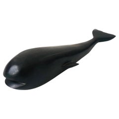 Vintage Carved Iron Wood Whale