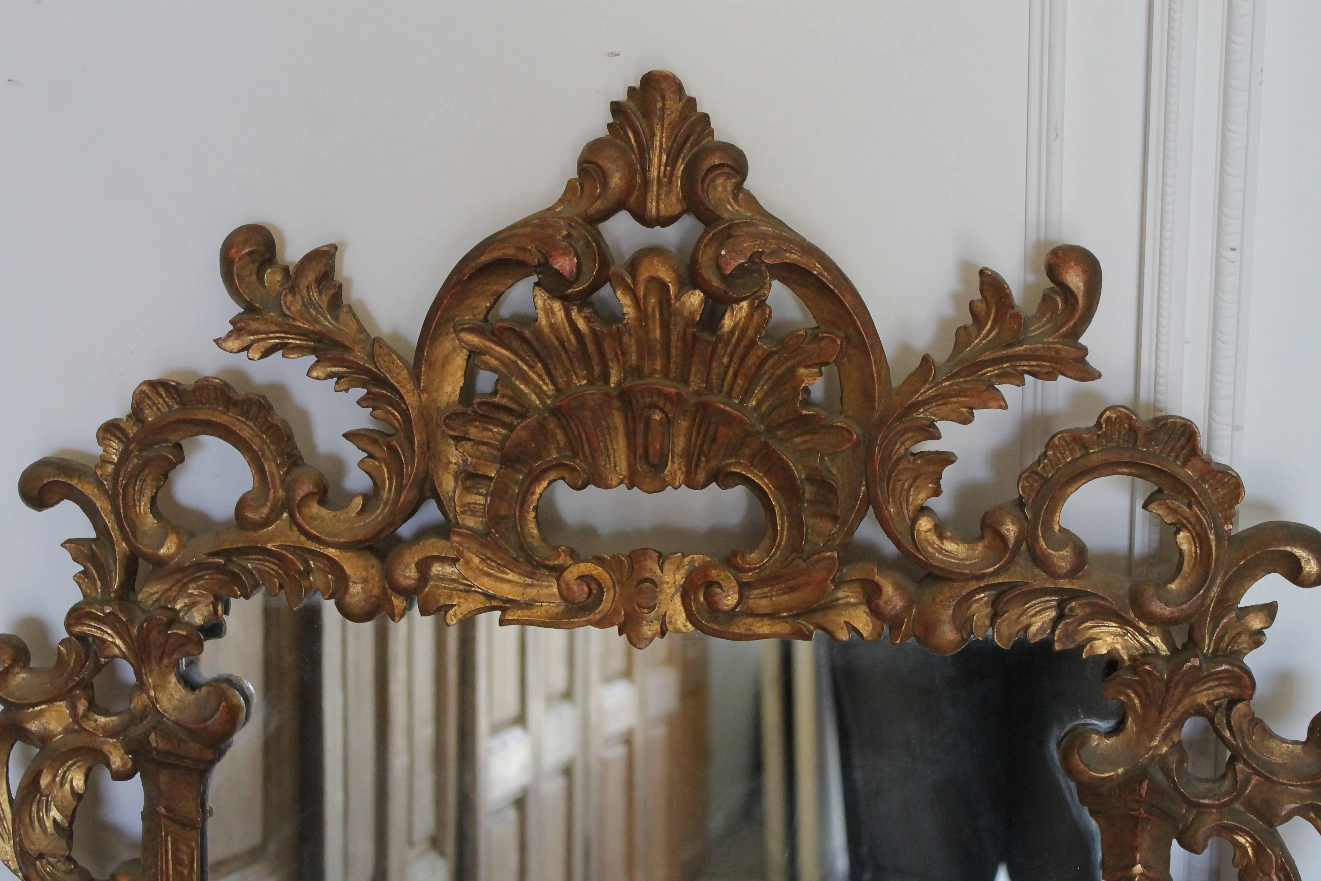 Baroque Vintage Carved Italian Giltwood Mirror