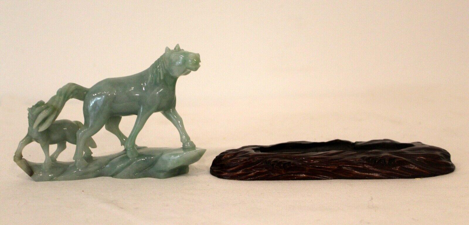 Vintage Carved Jade Equestrian Horses 1