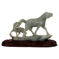 Vintage Carved Jade Equestrian Horses