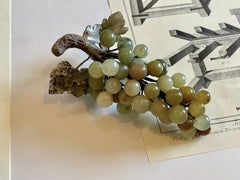 Vintage Carved Jade Grape Cluster, Mid-20th Century Dinner Table Decoration