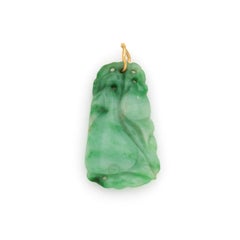Vintage Carved Jade Pendant 22 Karat Gold Bale Estate Fine Jewelry Heirloom