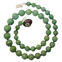 Antique Chinese jade bead necklace, decorated with carved turquoise For ...