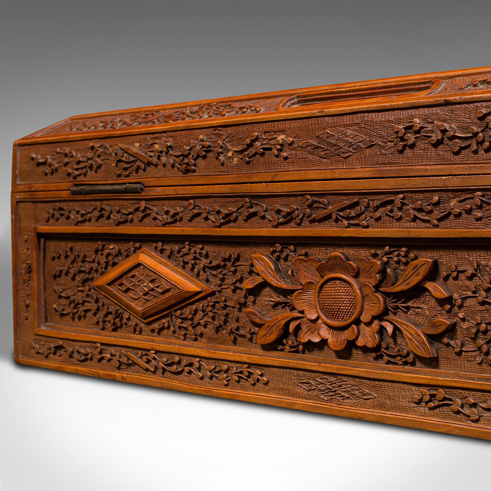 Vintage Carved Keepsake Case, Chinese, Satinwood, Decorative Box, Circa 1950 For Sale 7