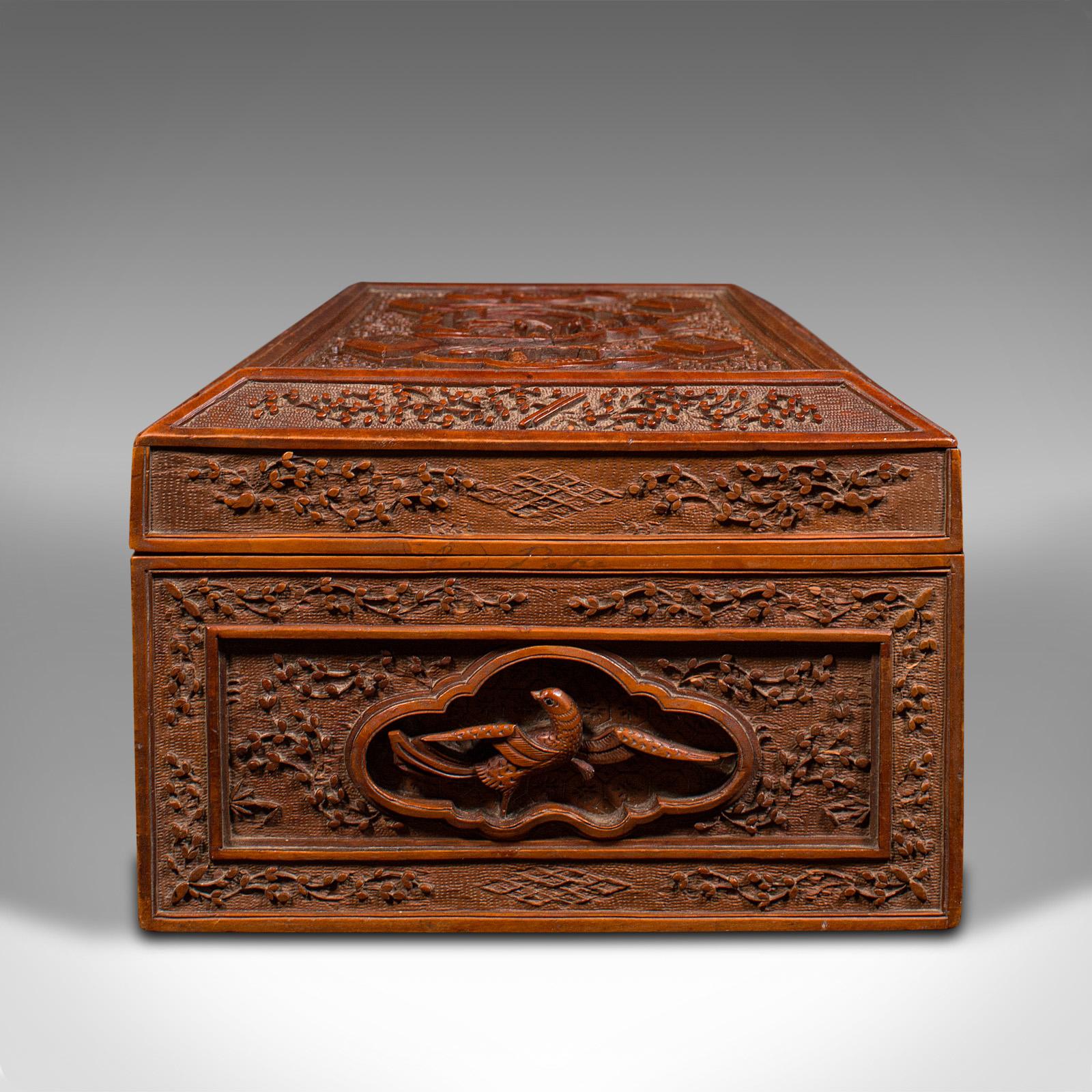 Vintage Carved Keepsake Case, Chinese, Satinwood, Decorative Box, Circa 1950 For Sale 1