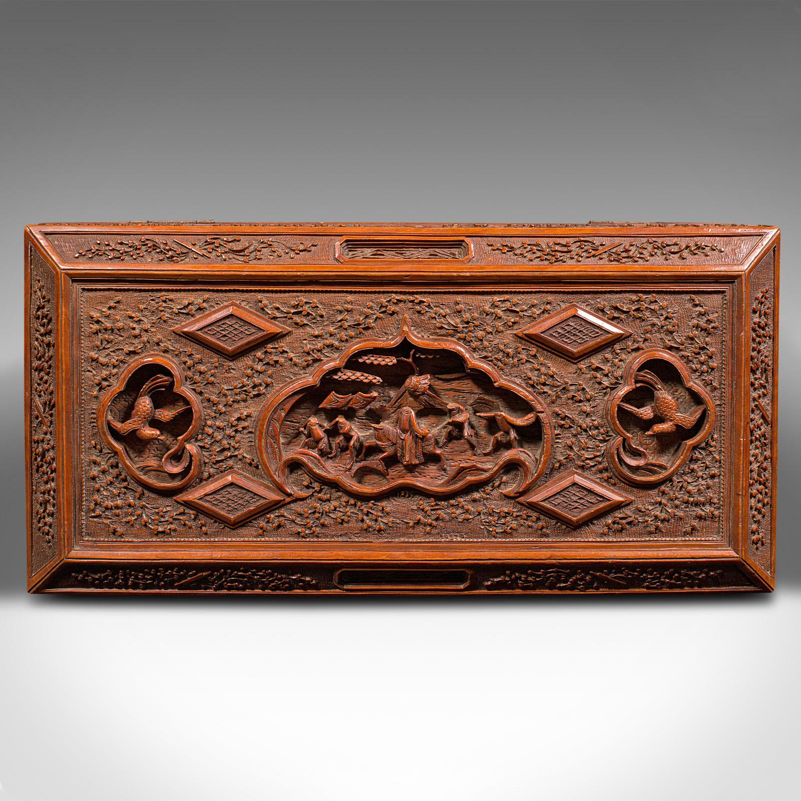 Vintage Carved Keepsake Case, Chinese, Satinwood, Decorative Box, Circa 1950 For Sale 2