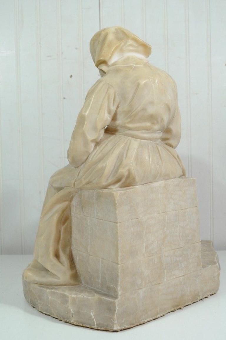 Vintage Carved La Favola Della Nonna Marble Statue Sculpture Tale of Grandma 5