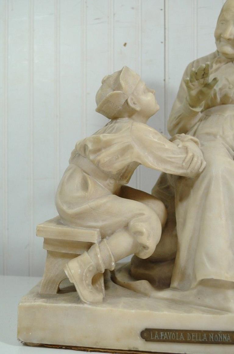 Wonderful vintage Italian caved marble or alabaster statue entitled 