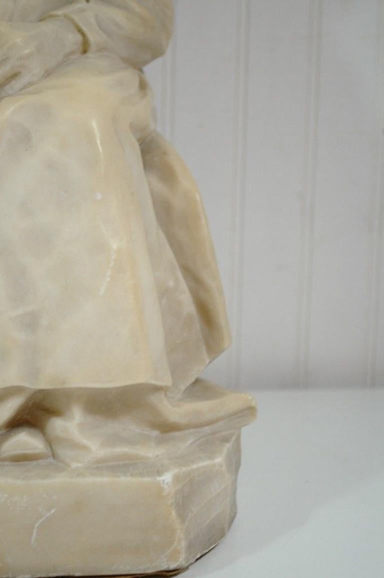 Vintage Carved La Favola Della Nonna Marble Statue Sculpture Tale of Grandma 1