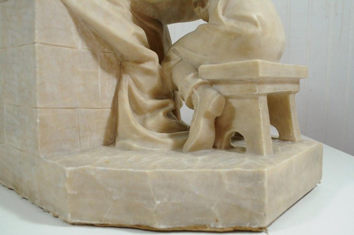Vintage Carved La Favola Della Nonna Marble Statue Sculpture Tale of Grandma 4
