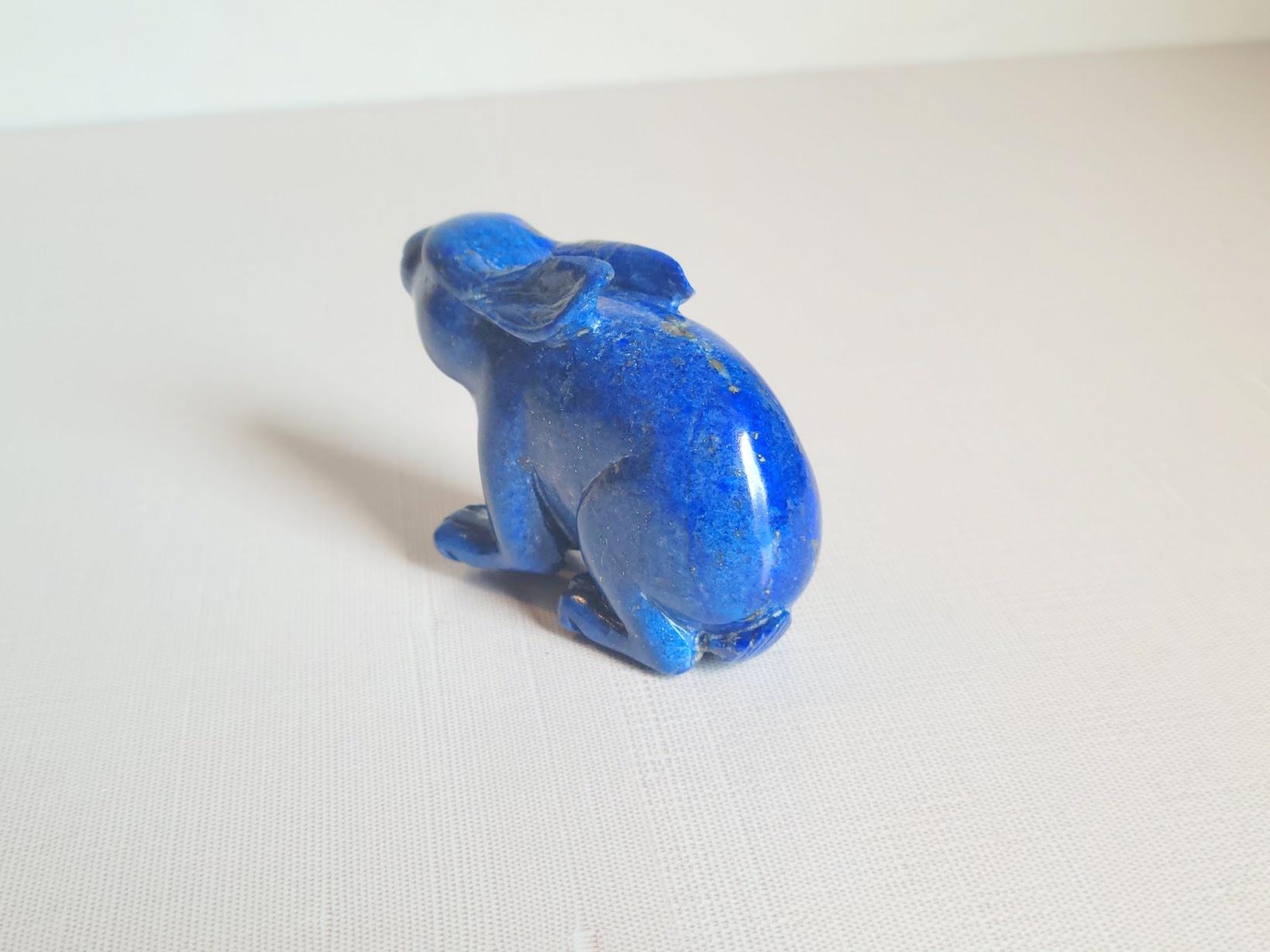 Vintage Carved Lapis Lazuli Rabbit Figurine 1