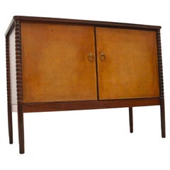 Vintage Carved Leather Front Sideboard