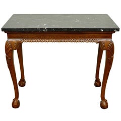 Vintage Carved Mahogany Chippendale Sty Ball and Claw Marble-Top Console Table B