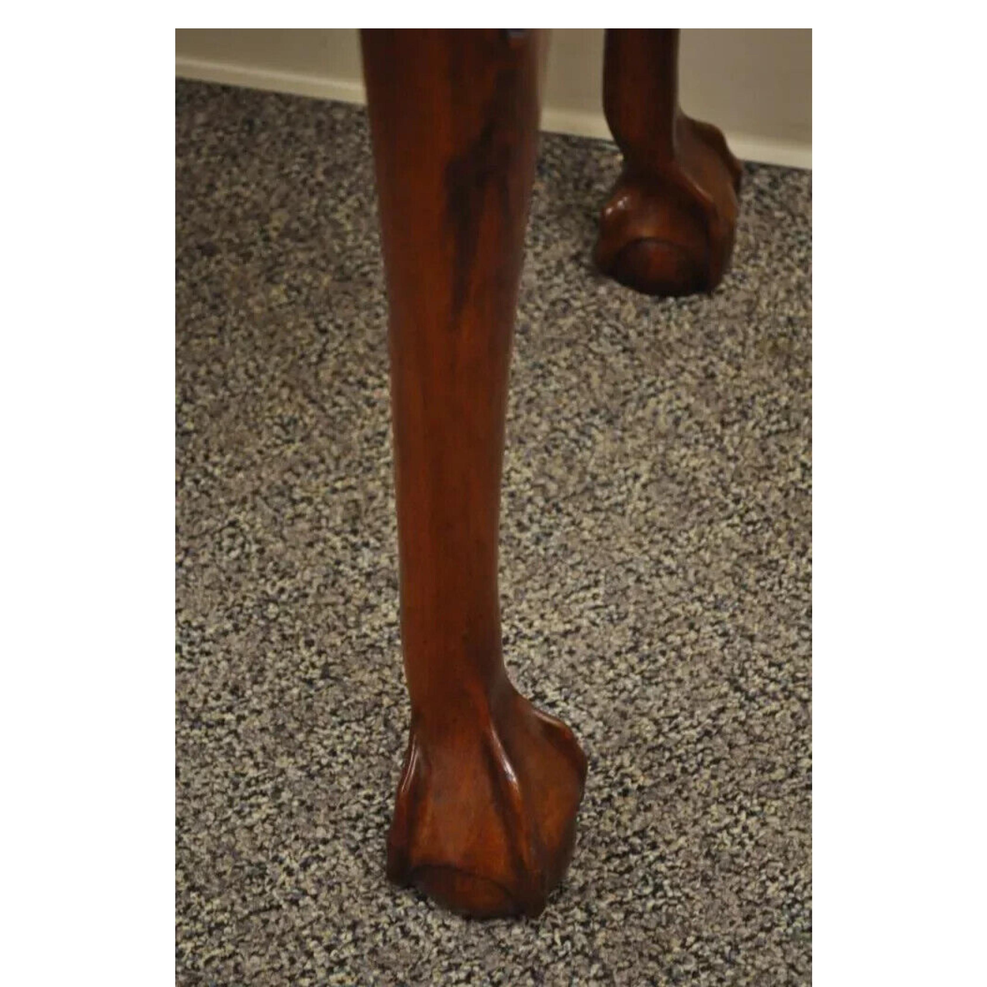 Vintage Carved Mahogany Chippendale Style Ball and Claw Marble Top Console Table For Sale 2