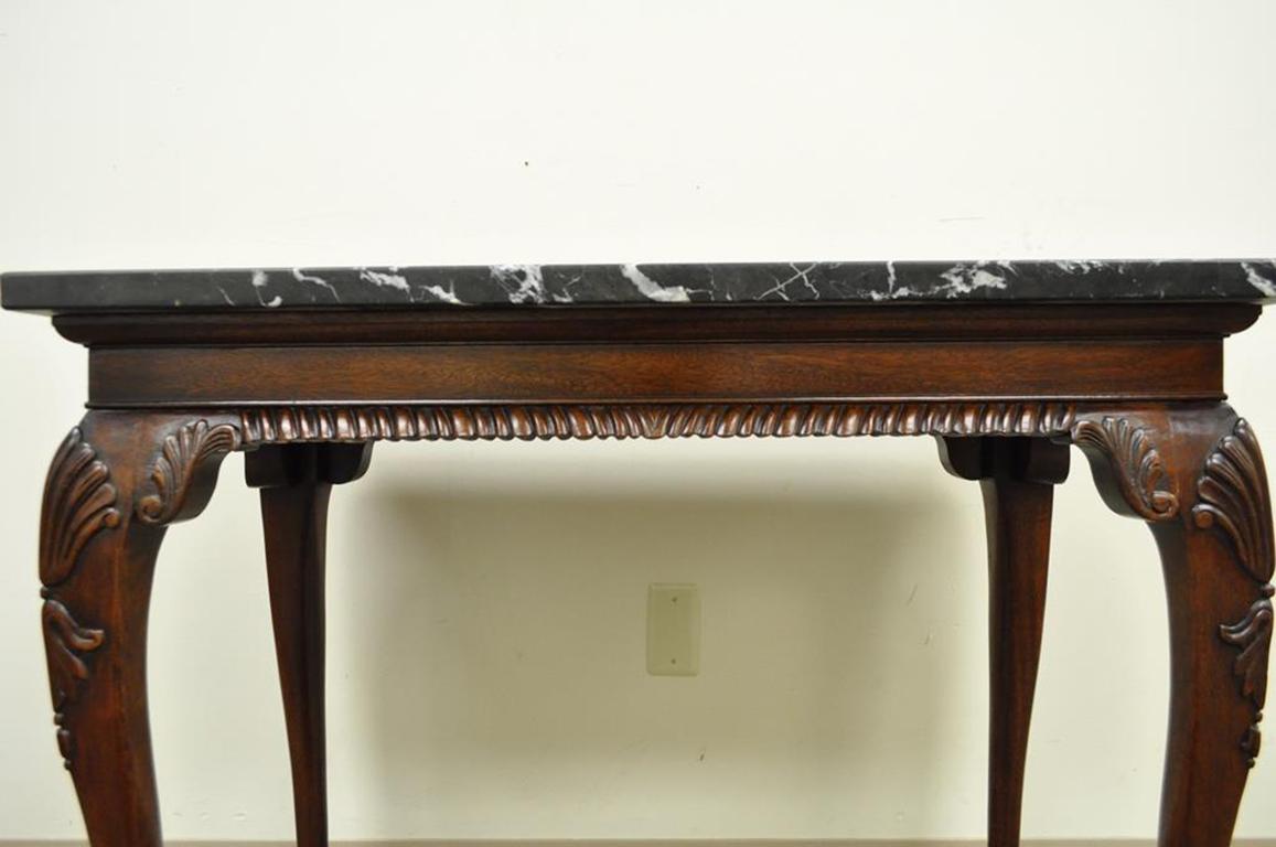 Vintage Carved Mahogany Chippendale Style Ball and Claw Marble-Top Console Table For Sale 1
