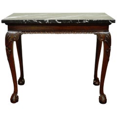 Vintage Carved Mahogany Chippendale Style Ball and Claw Marble-Top Console Table