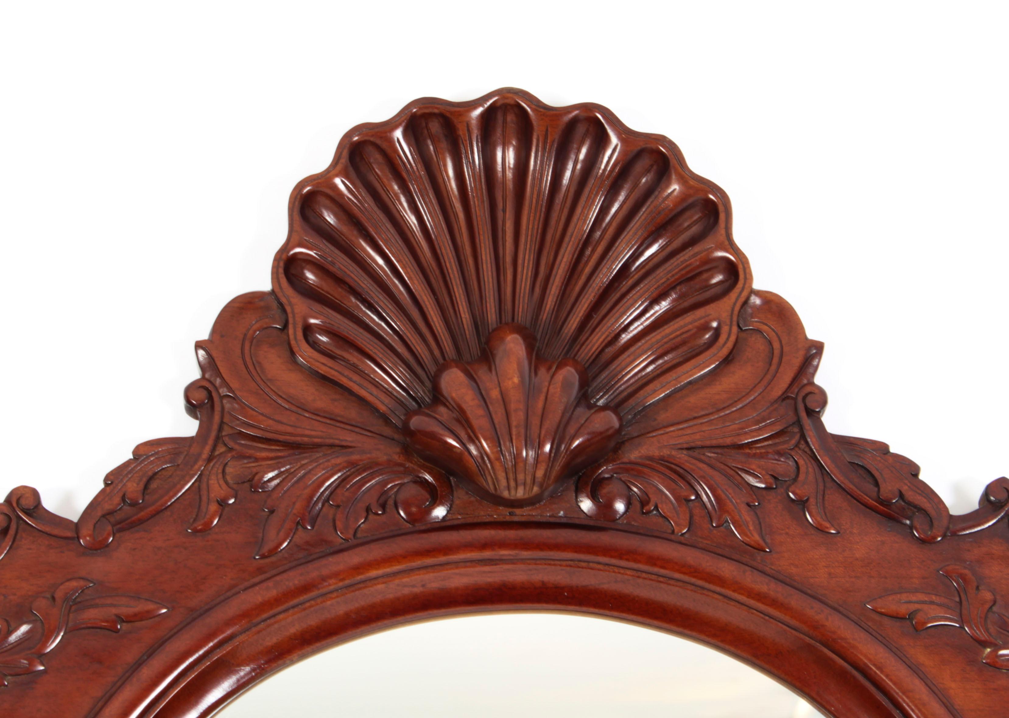 Vintage Carved Mahogany Mirror Mid 20th C In Good Condition For Sale In London, GB