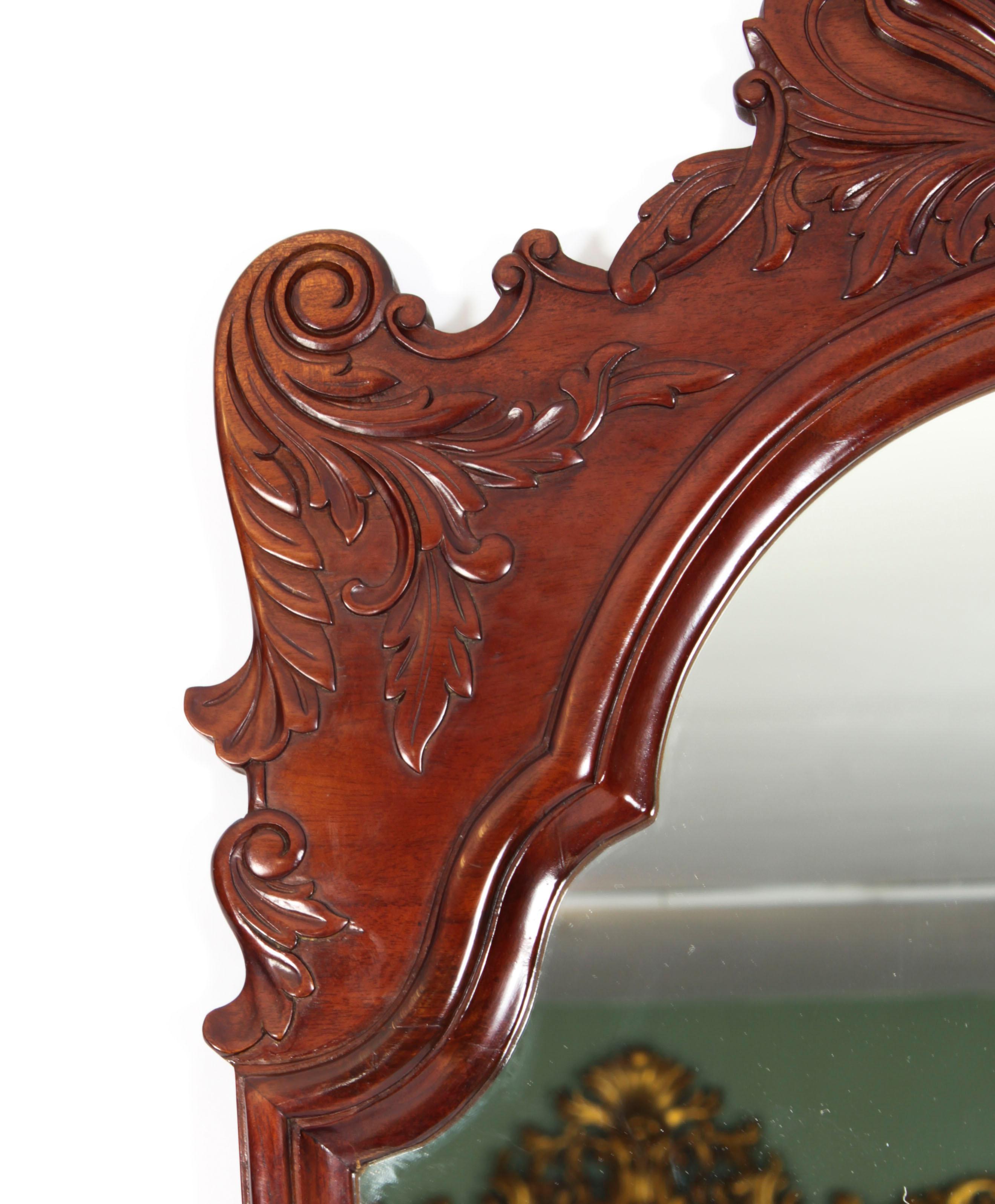 Vintage Carved Mahogany Mirror Mid 20th C For Sale 1