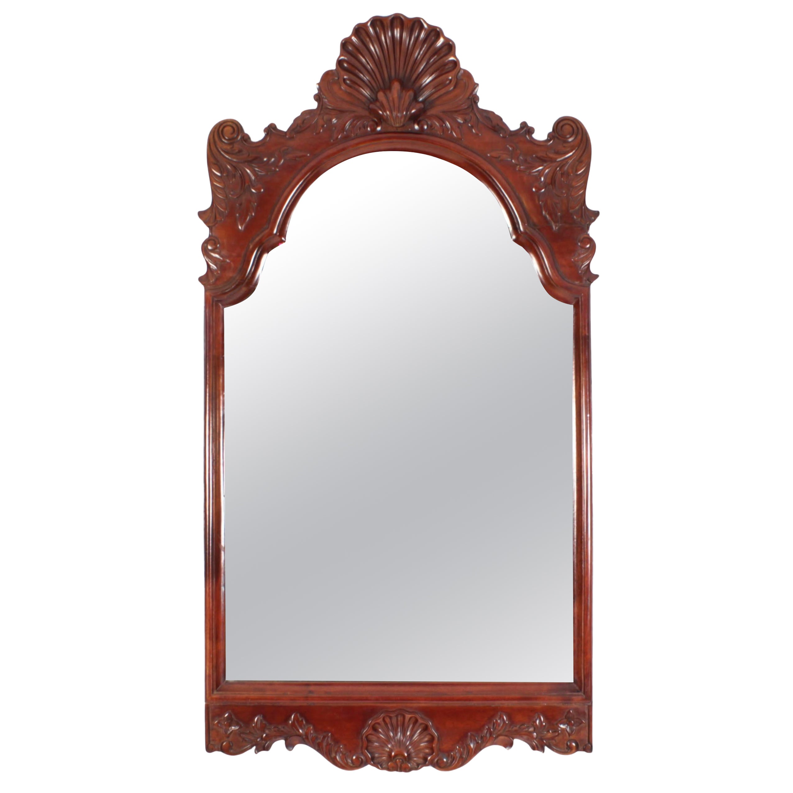Vieux Miroir en acajou sculpté Milieu du 20eme siècle