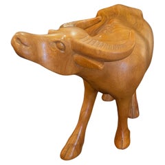 Vintage geschnitzt Mahagoni Ochse Skulptur