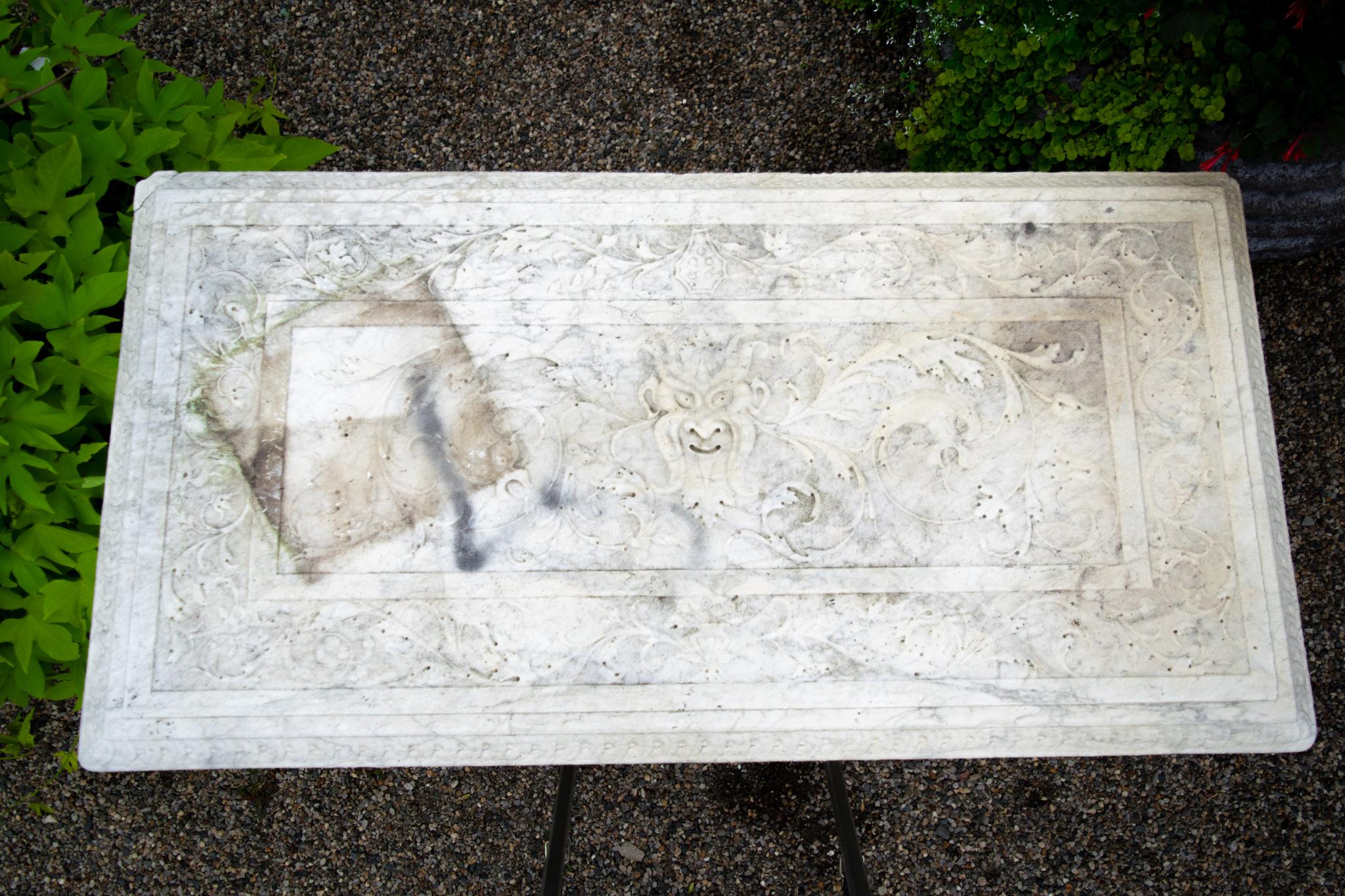 Vintage Carved Marble Table For Sale 12