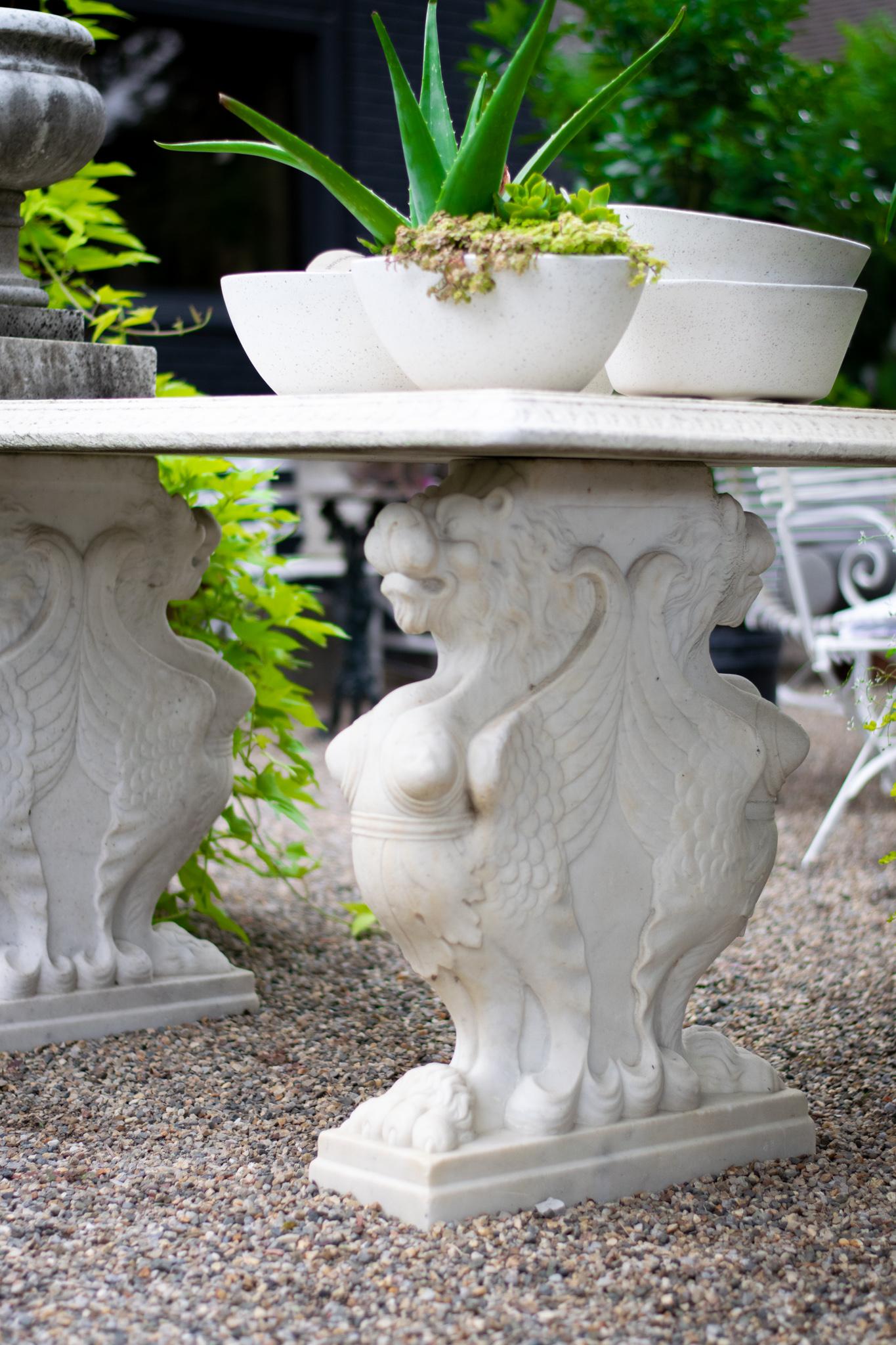 Neoclassical Vintage Carved Marble Table For Sale