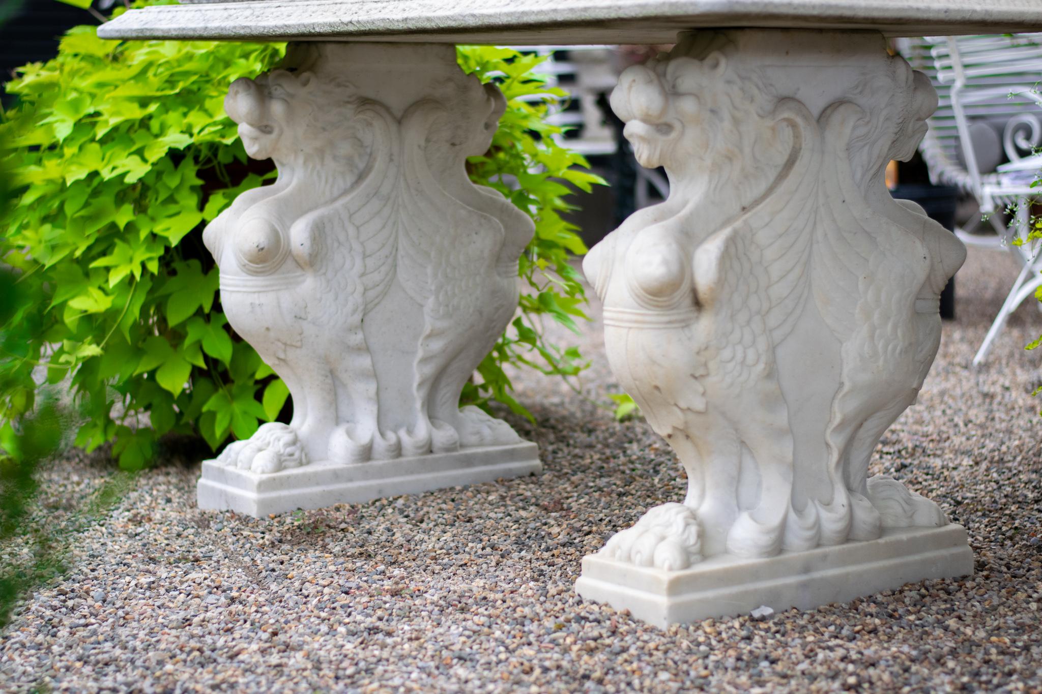 Italian Vintage Carved Marble Table For Sale