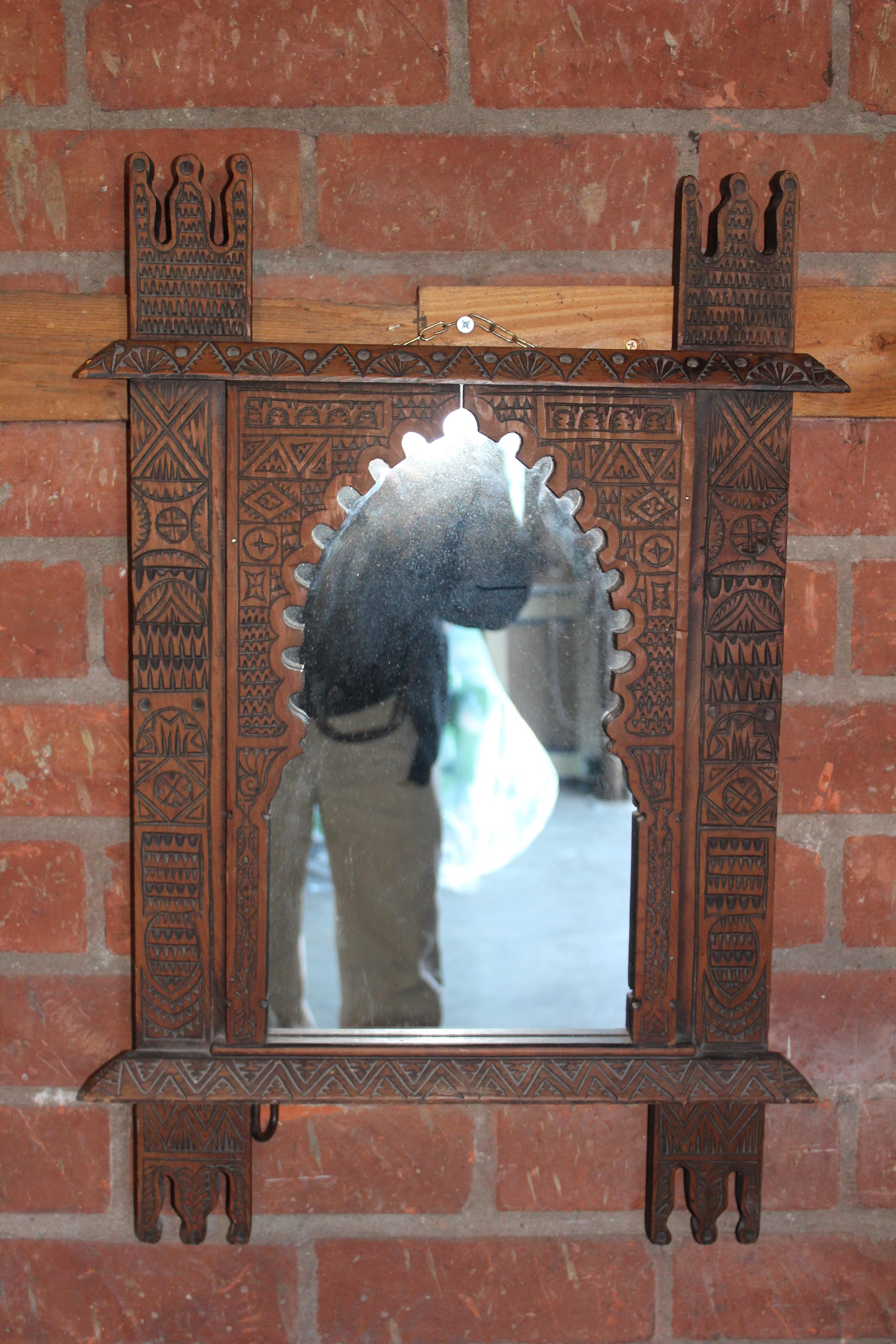 Moorish Vintage Carved Moroccan Mirror
