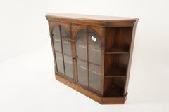 Vintage Carved Oak Bookcase Display Cabinet, Scotland 1930, H972