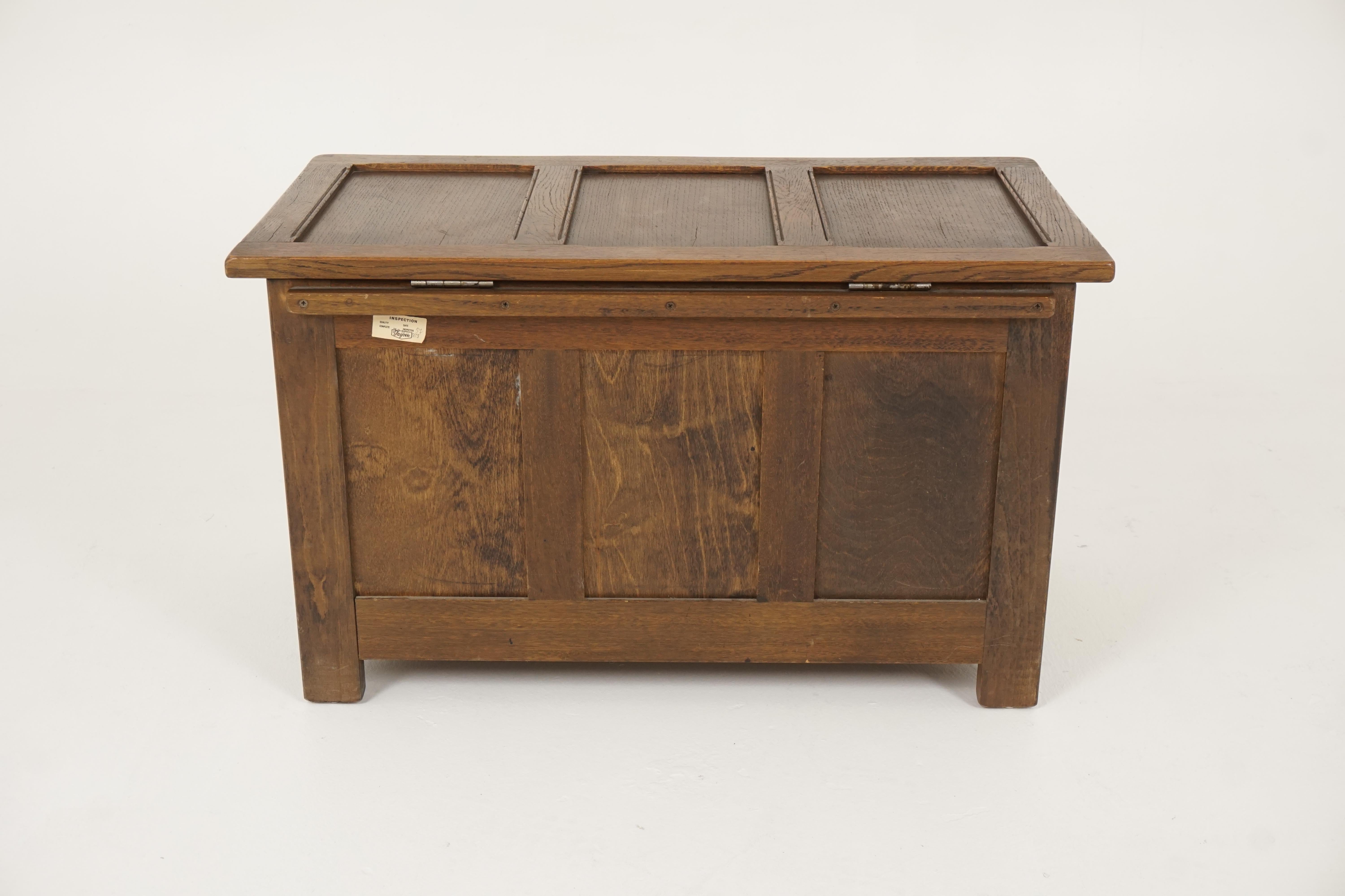 Vintage Carved Oak Box, Blanket Box, Toy Box, Coffee Table, Scotland 1940, B2311 5