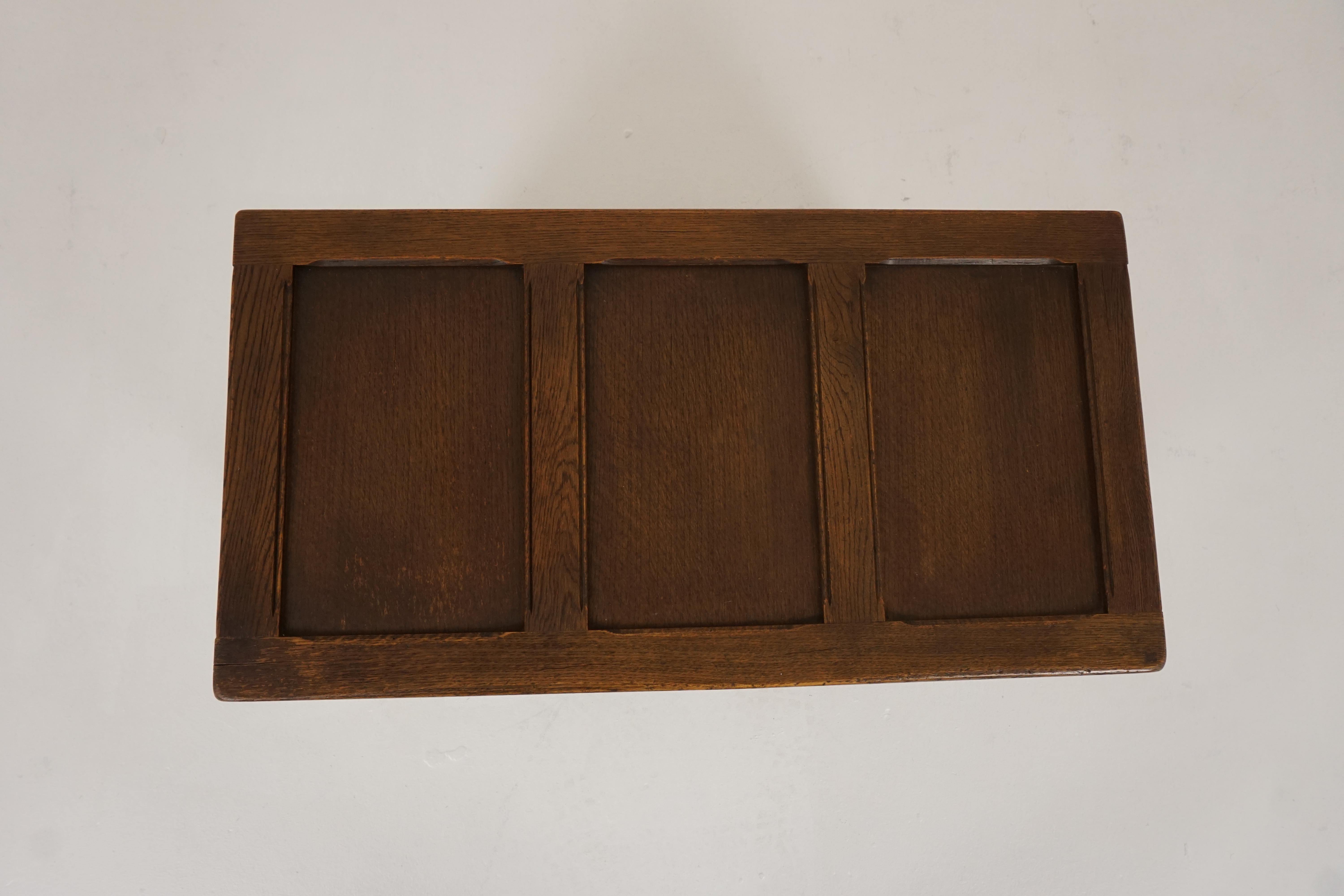 Mid-20th Century Vintage Carved Oak Box, Blanket Box, Toy Box, Coffee Table, Scotland 1940, B2311