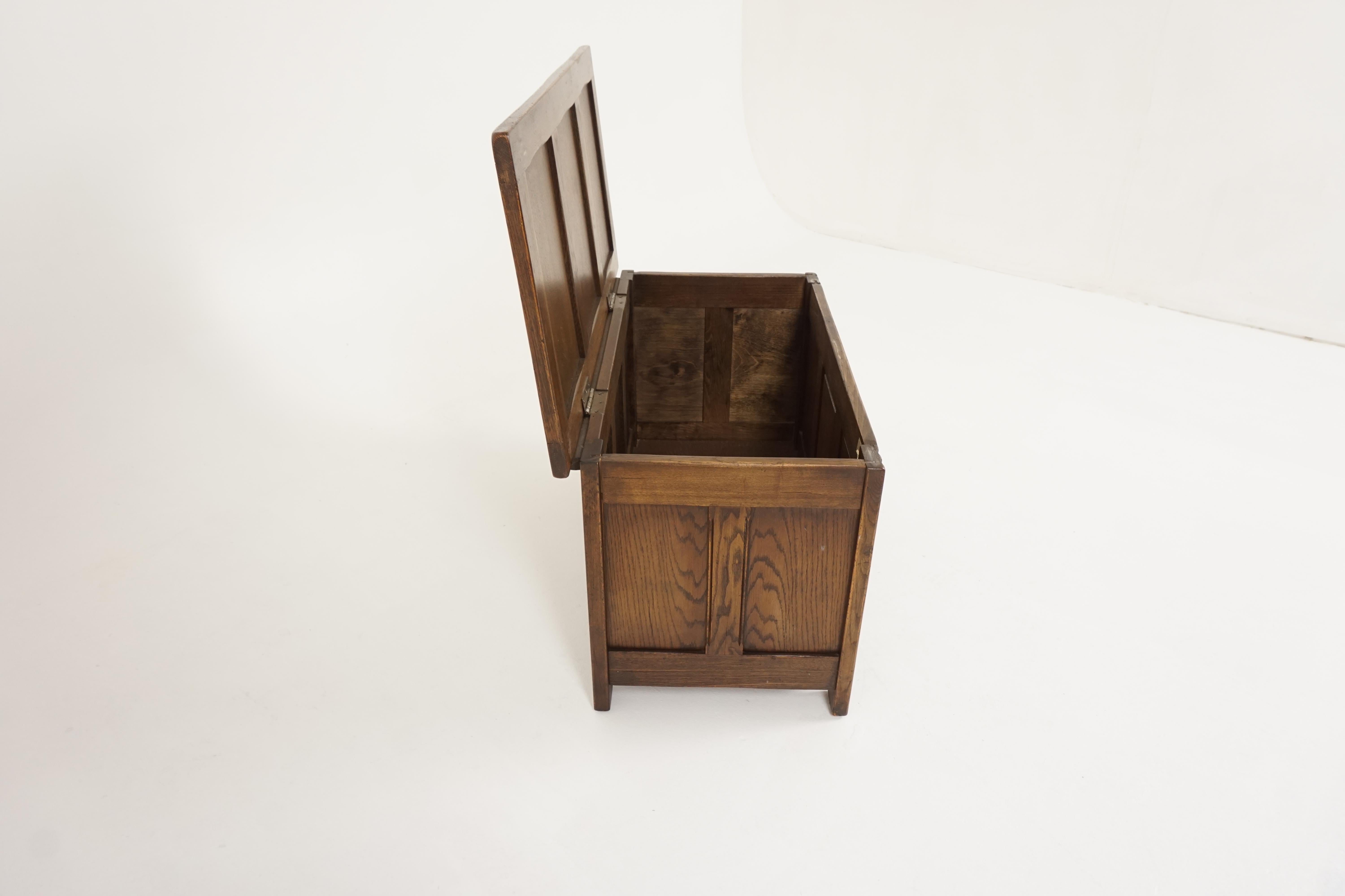 Vintage Carved Oak Box, Blanket Box, Toy Box, Coffee Table, Scotland 1940, B2312 3