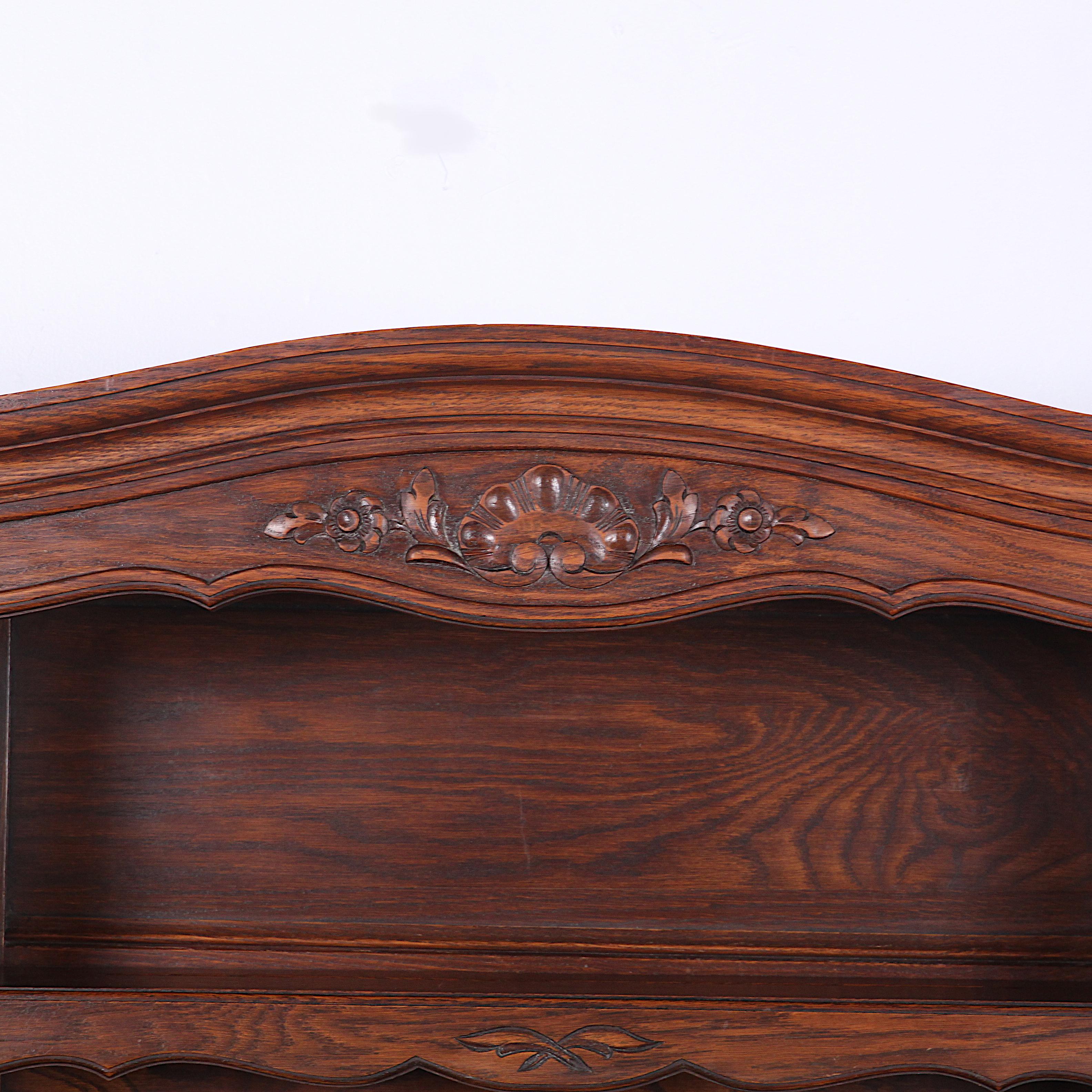 Vintage Carved Oak Buffet or Hutch In Good Condition In Vancouver, British Columbia