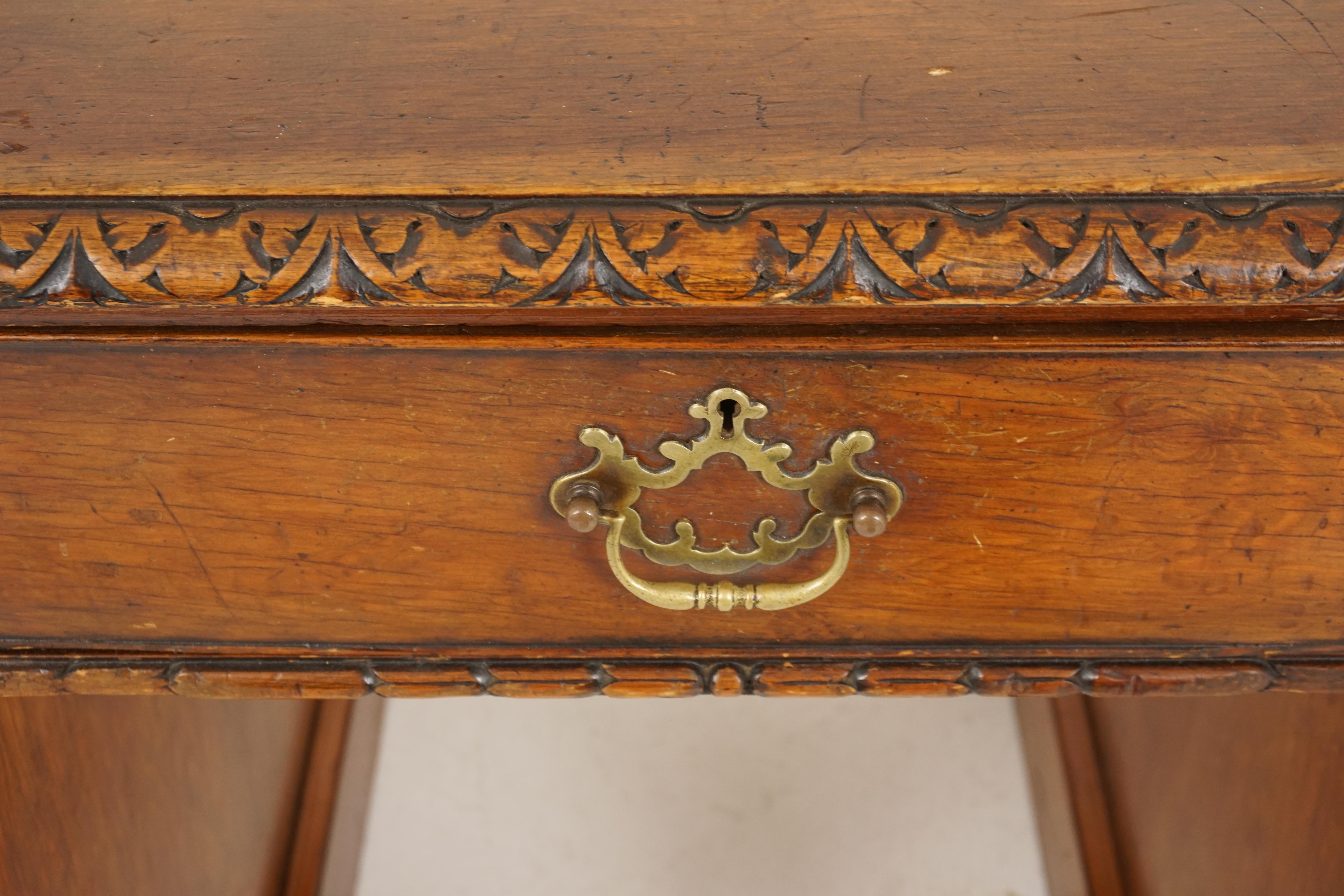 Scottish Vintage Carved Oak Double Pedestal Desk, Scotland 1930, B2319