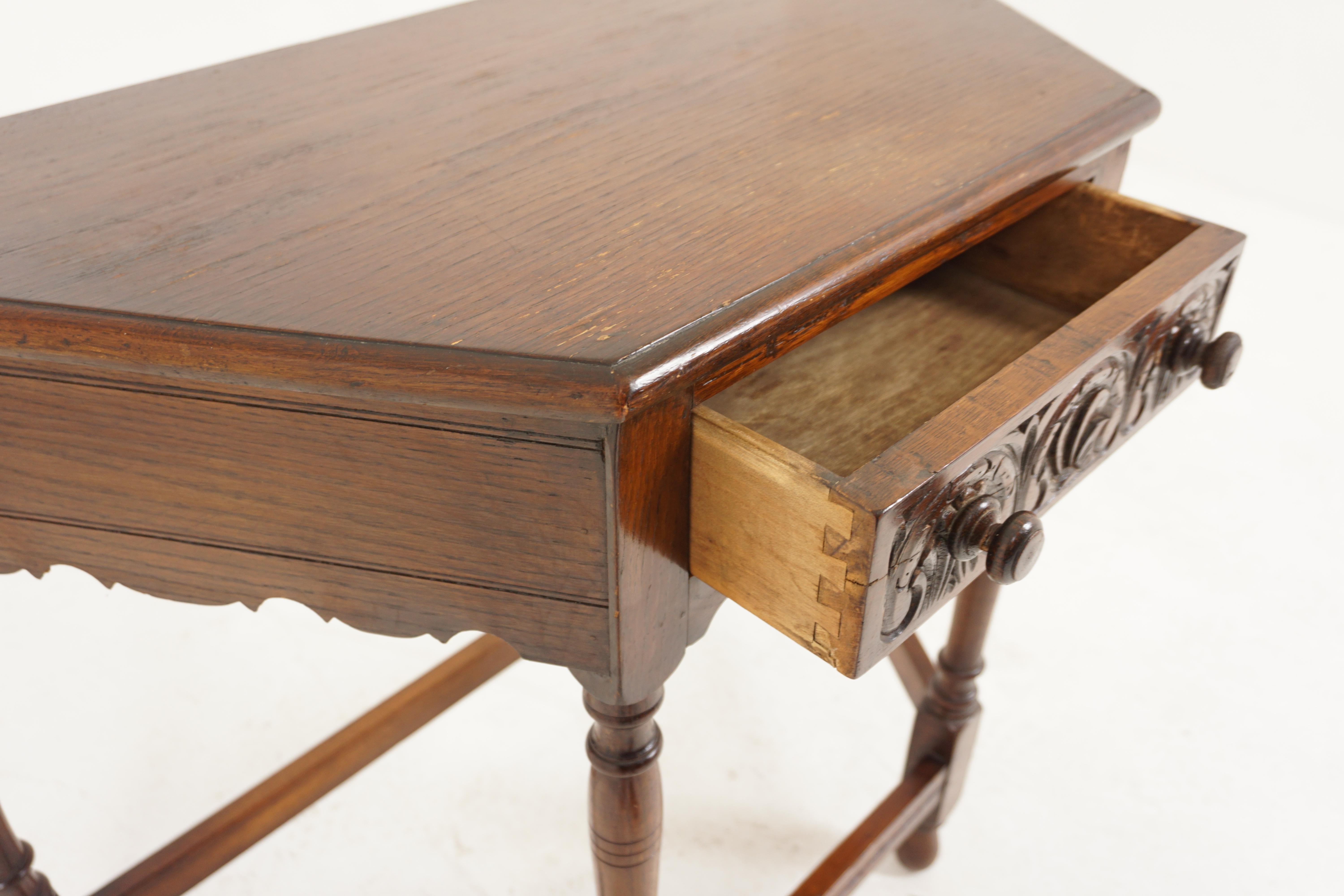 20th Century Vintage Carved Oak Hall Table, Side Table, Sofa Table, Scotland 1930, H195 For Sale