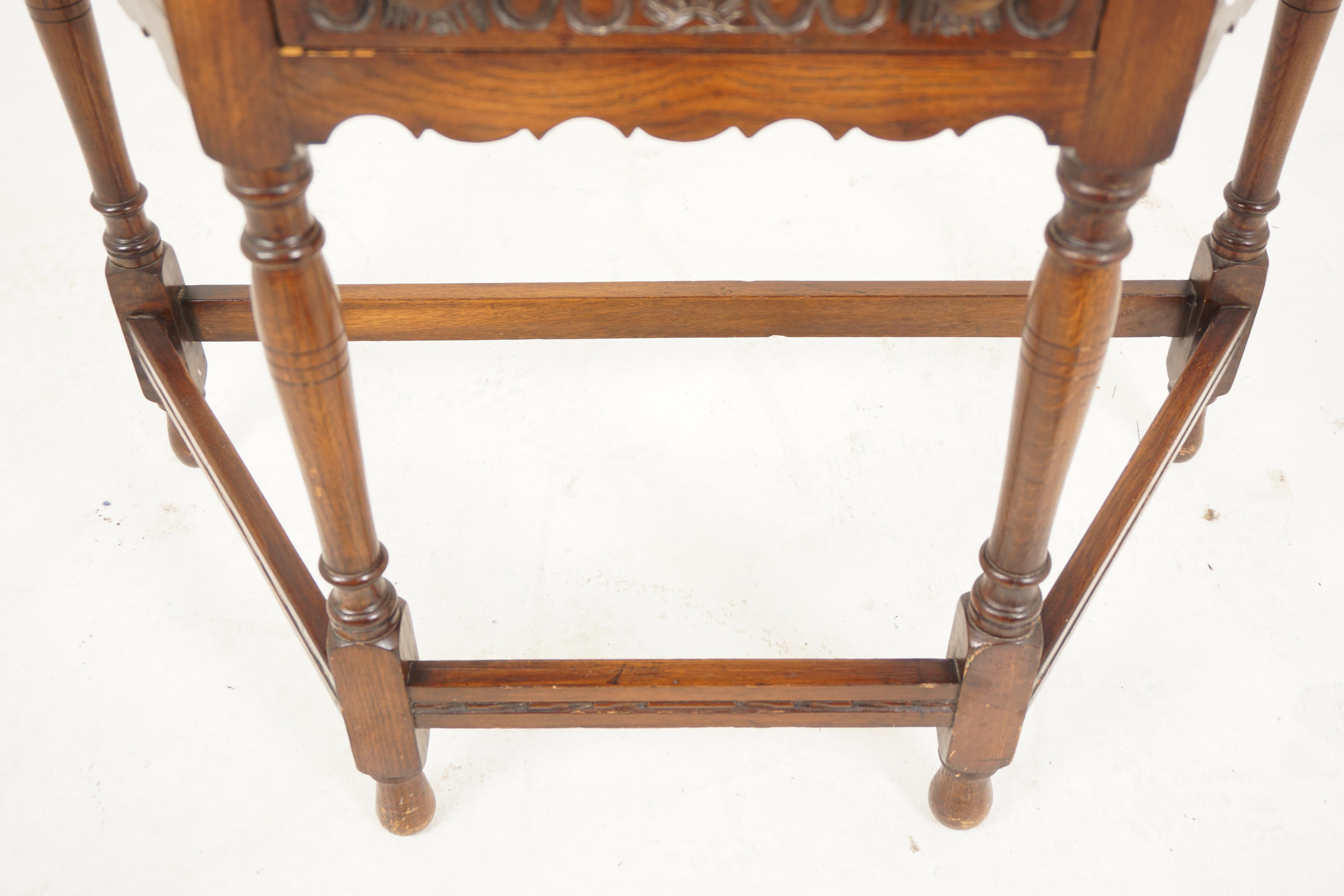 Vintage Carved Oak Hall Table, Side Table, Sofa Table, Scotland 1930, H195 For Sale 2