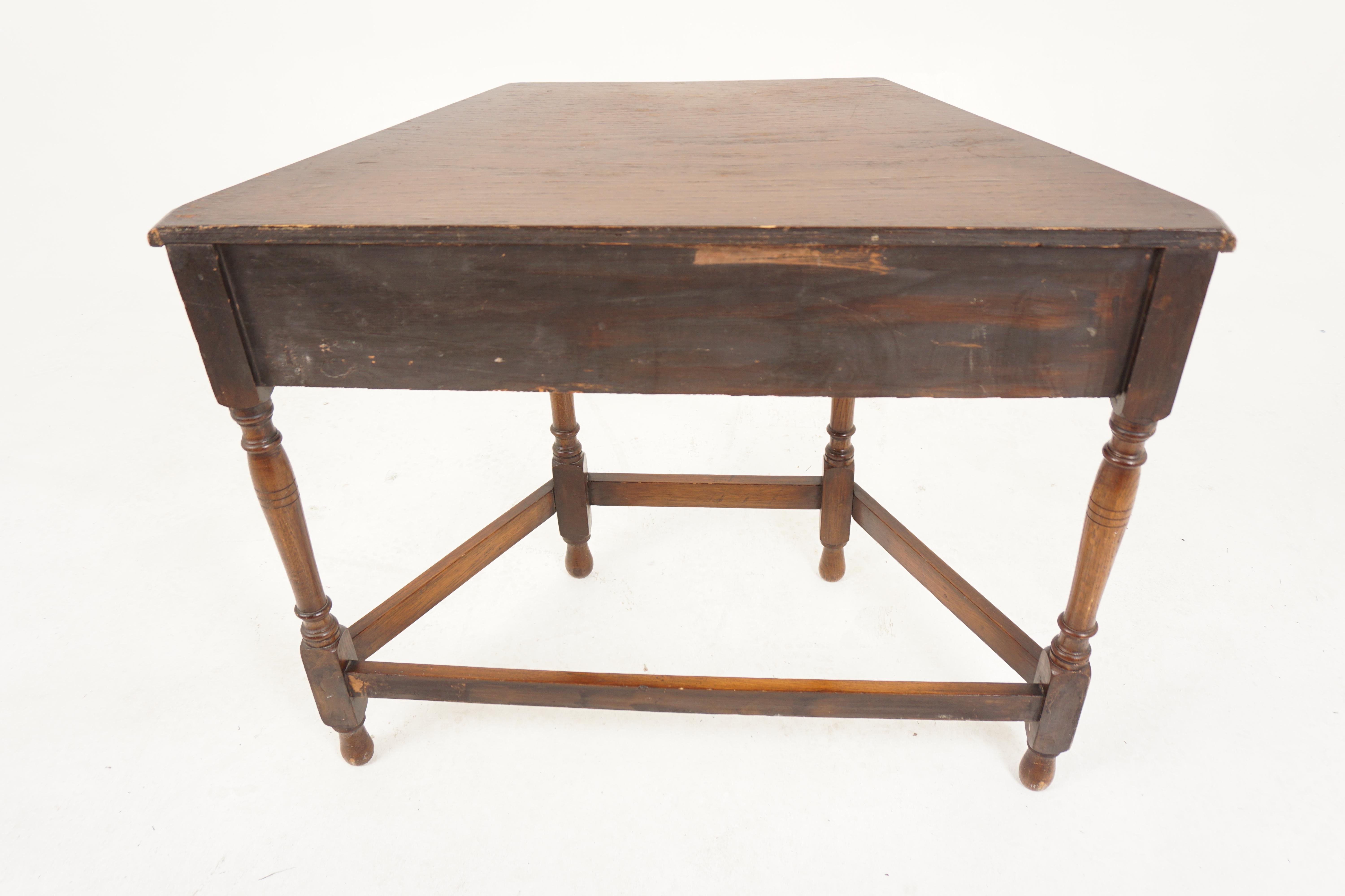 Vintage Carved Oak Hall Table, Side Table, Sofa Table, Scotland 1930, H195 For Sale 3