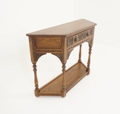 Vintage Carved Oak Hall Table, Sofa Table, England 1940, B2309