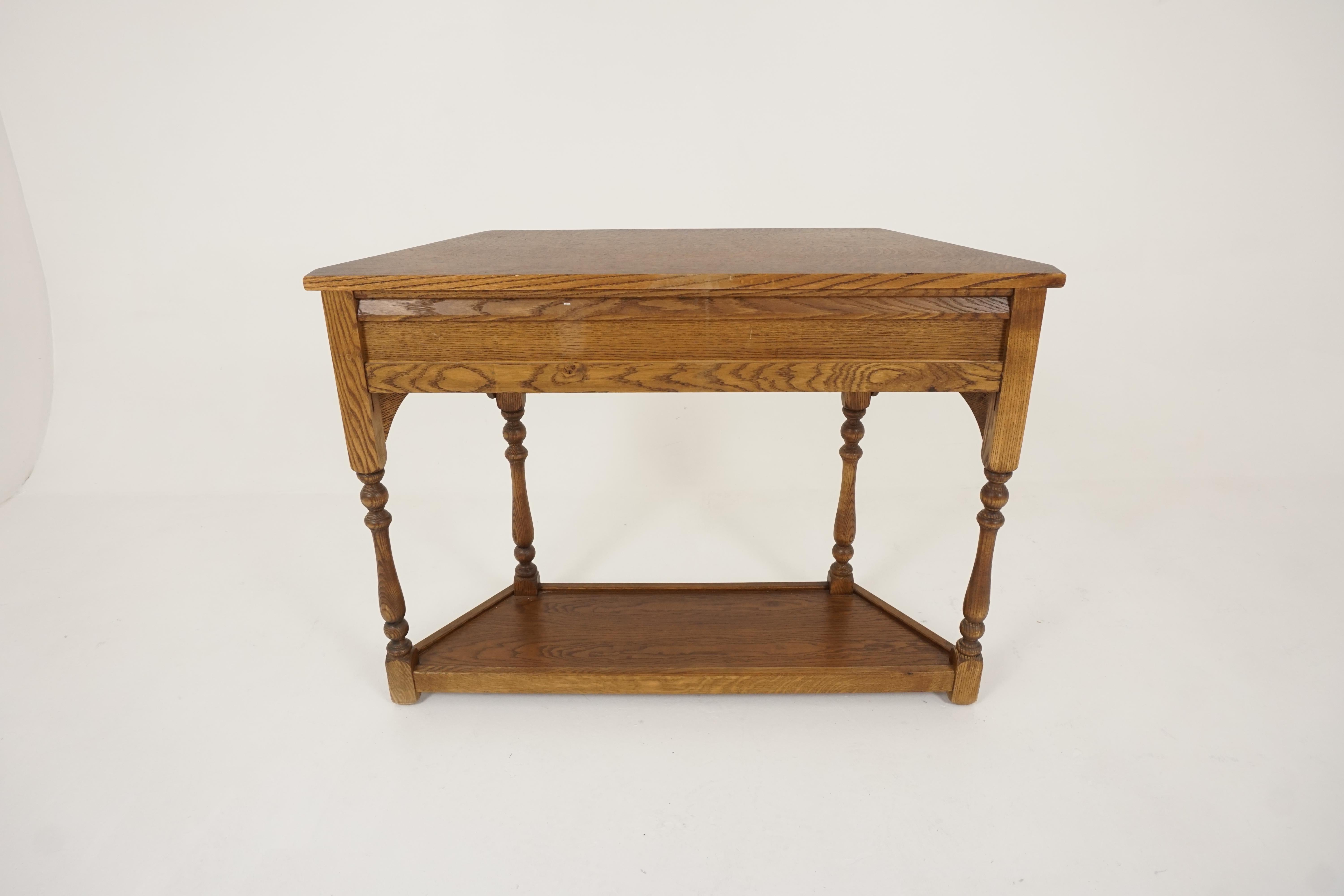 Vintage Carved Oak Hall Table, Sofa Table, England 1940, B2309 3