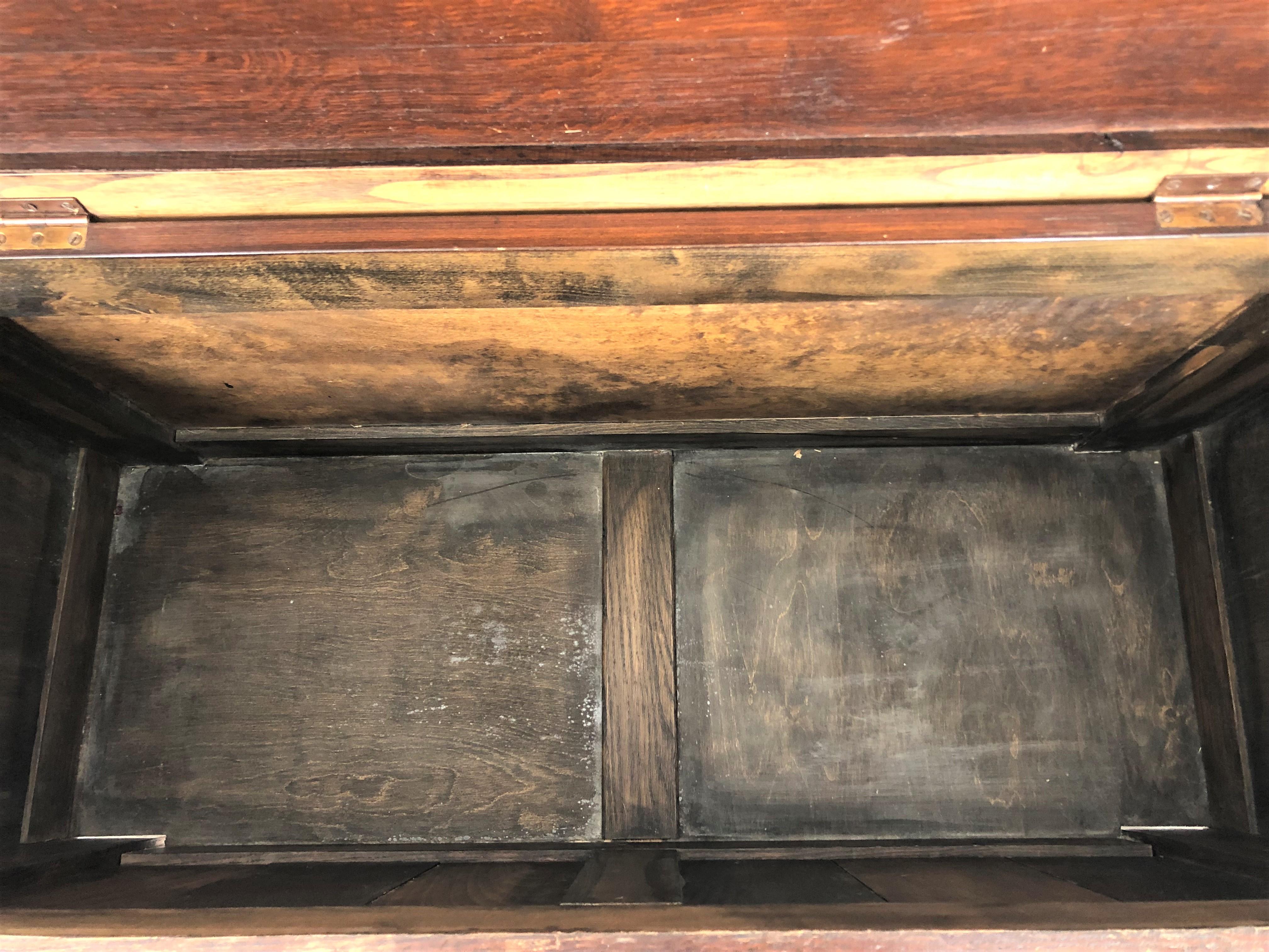 Vintage Carved Oak Linen Fold Blanket Box, Table, Trunk, Scotland 1930, H853 For Sale 2