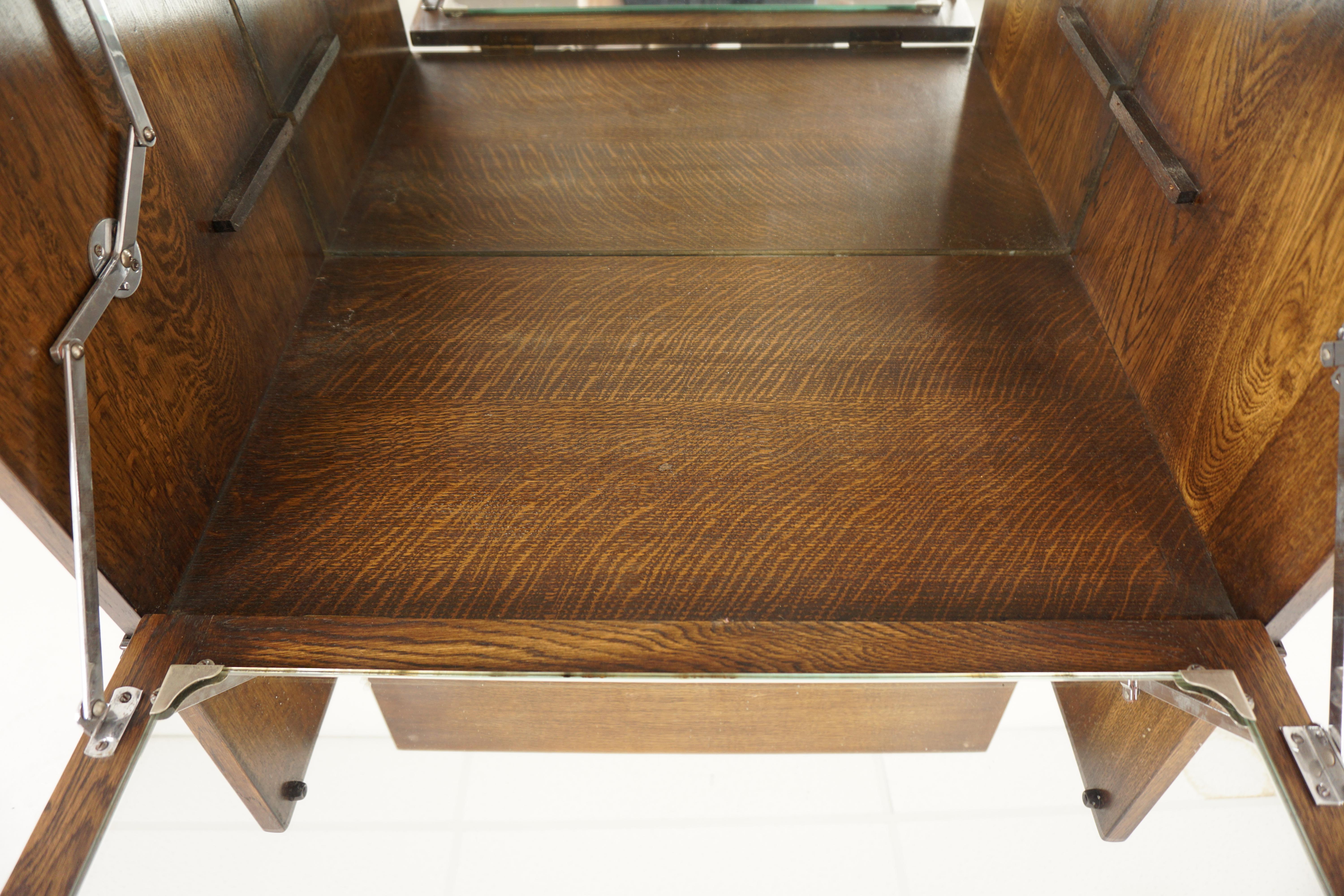 Vintage Carved Oak Linen Fold Cocktail Cabinet, Bar Cabinet, Scotland 1940, H115 2