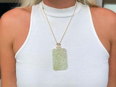 Vintage Carved Pierced White Nephrite Jade Pendant